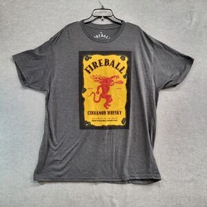Fireball Whisky Men Shirt 2X Gray Logo Cinnamon Whisky Tee READ